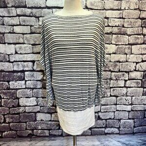 Hard Tail Gray & Ivory Poncho Style Blouse Size S